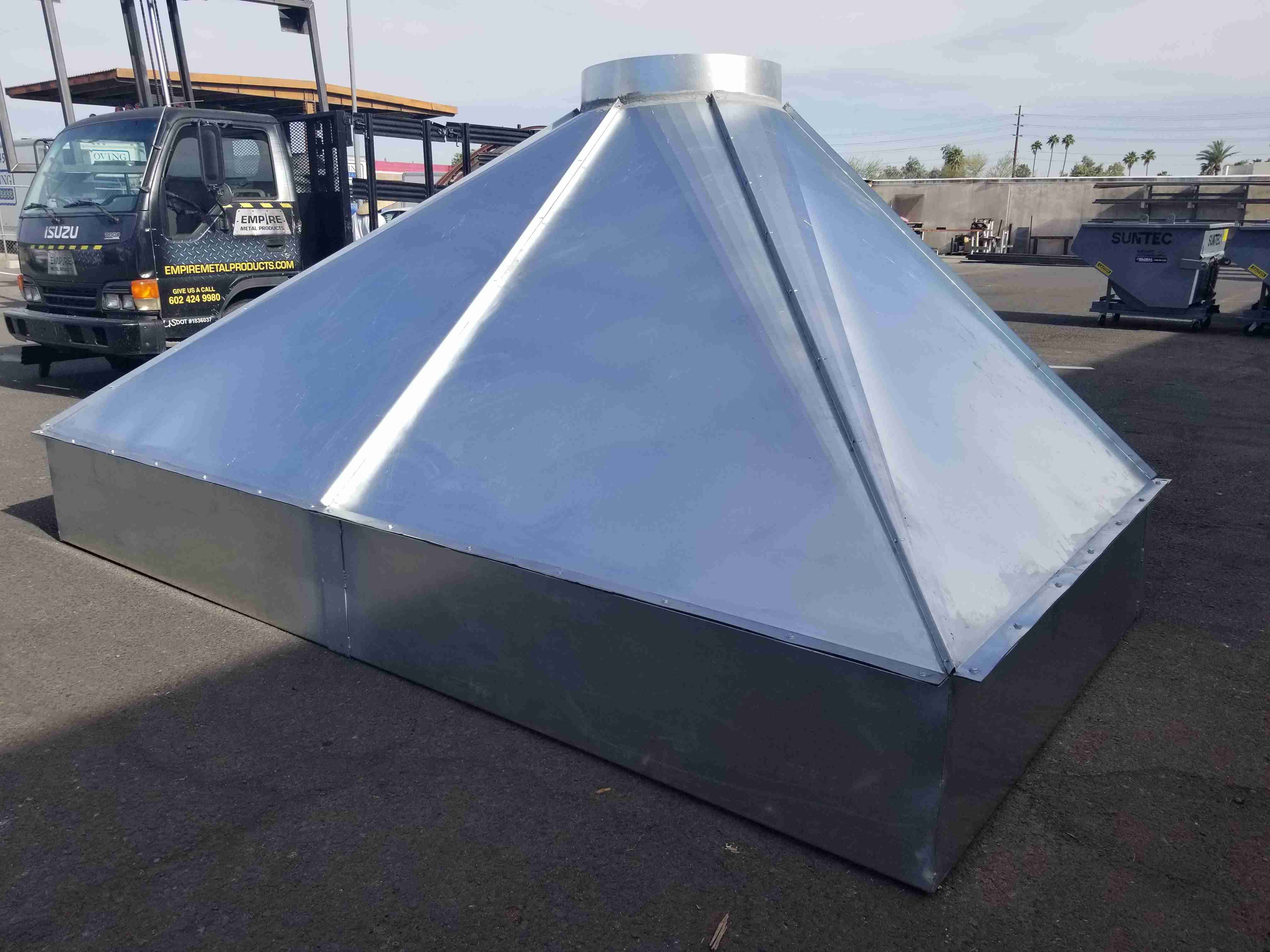 Large custom sheet metal fittings in the shop